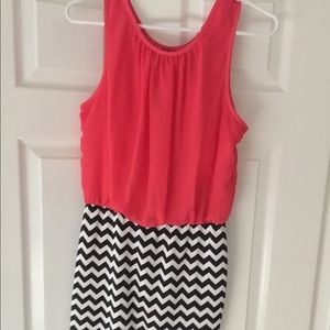 Pink & black/white chevron dress